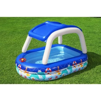 bestway 2.13m x 1.55m x 1.32m sea captain family pool contents 1 pool 1 sun shade repair patch age 3